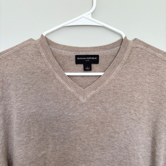 Banana Republic 100% Cotton V-Neck Sweater Business Casual Normcore Brown Men S - Picture 6 of 11